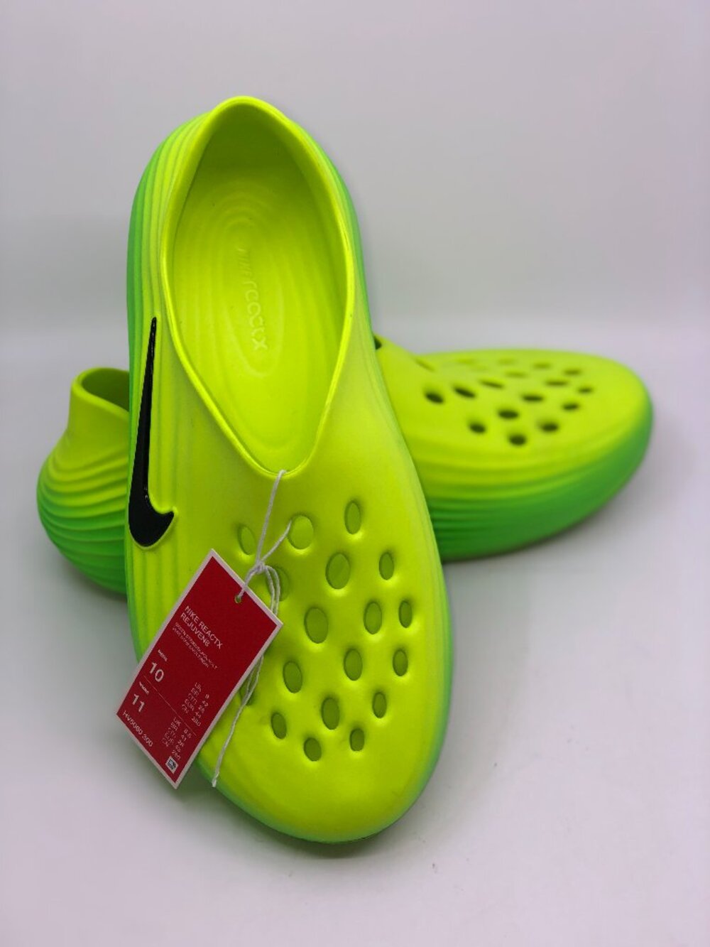 Nike Men’s ReactX Rejuven8 Slides – Green Strike/Black-Volt – Size 10 – NEW!